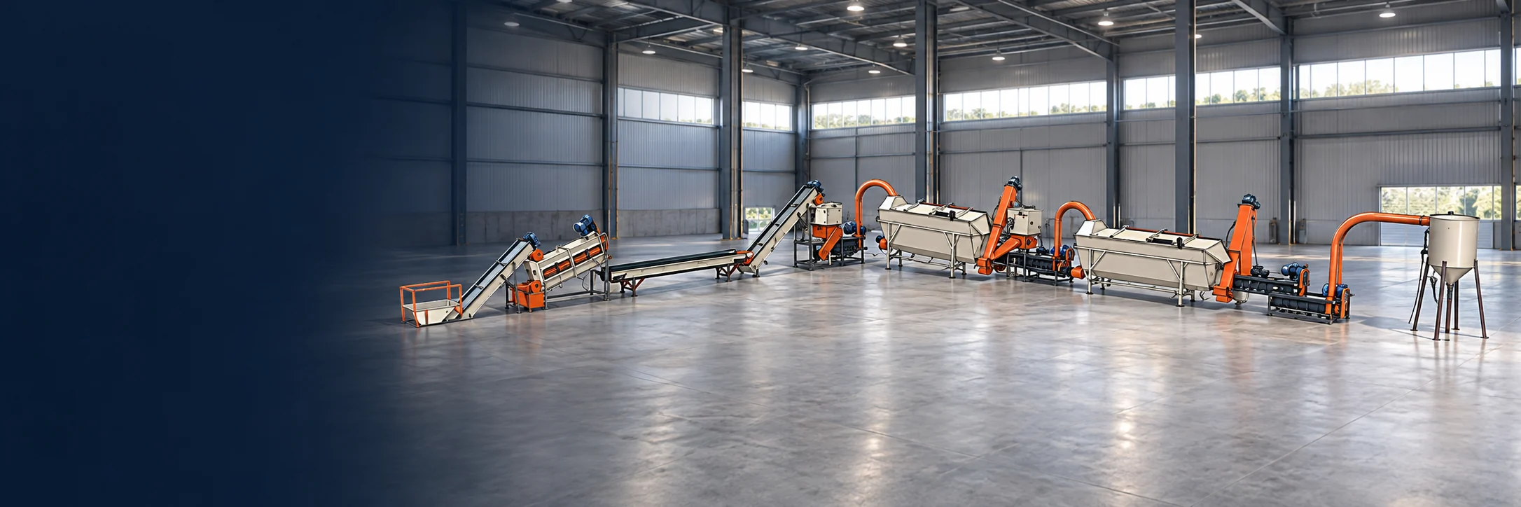 Moagem PET avançada Plastimax em ambiente industrial — ambientação ilustrativa gerada por IA