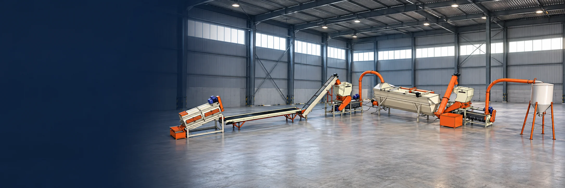 Moagem PET normal Plastimax em ambiente industrial — ambientação ilustrativa gerada por IA