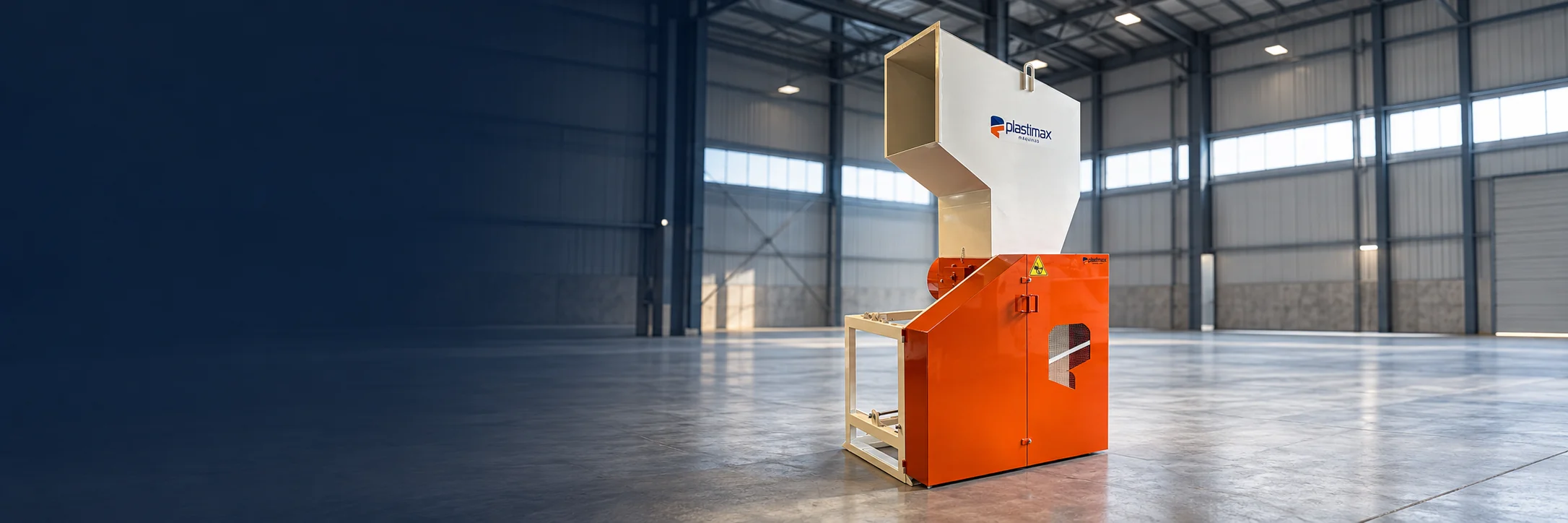 Moinhos Plastimax em ambiente industrial — ambientação ilustrativa gerada por IA