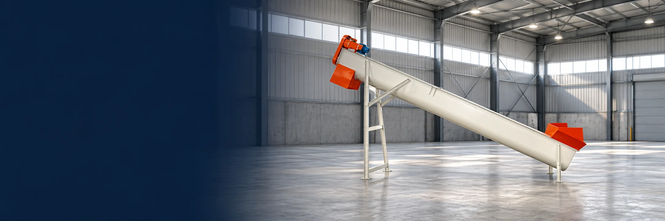 Roscas transportadoras Plastimax em ambiente industrial — ambientação ilustrativa gerada por IA