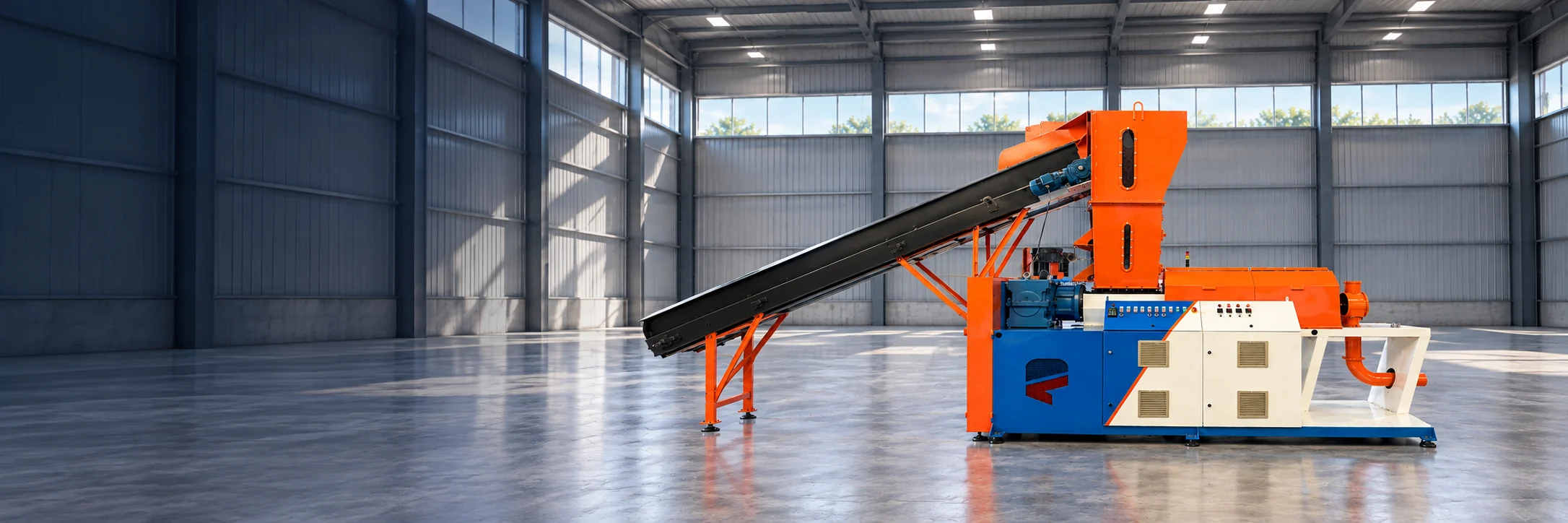 Squeezer Plastimax em ambiente industrial — ambientação ilustrativa gerada por IA