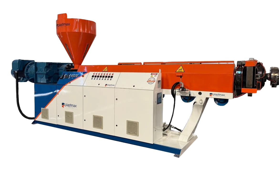 Extrusora tradicional Plastimax — Modelos disponíveis: PME 90 e PME 120, Vista 2